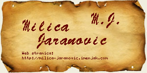Milica Jaranović vizit kartica